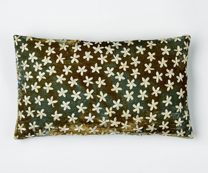 Riva – velvet embroidered cushion in shaded lake