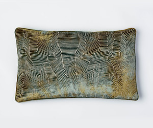 Cara – silk velvet cushion in shaded lake green