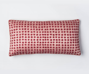 Products: Dotty – pink polka dot cushion in rose quartz silk