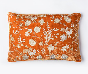 Madame Bovary – silk velvet cushion in rich tangerine orange