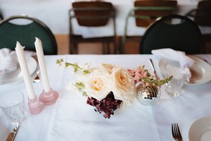 Pink Glass ribbed Candle Holder - Dooley Street Styling