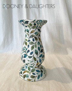 Candle Holder - Green Leaves