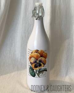 Glass Bottles: Pansies & Script Four Glass Bottle