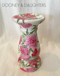 Decorated Ceramics: Candle Holder - Pink Floral