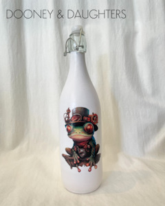 Steam Punk Frog Two Glass Bottle