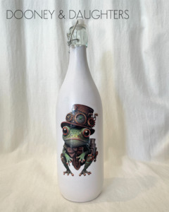 Steam Punk Frog One Glass Bottle