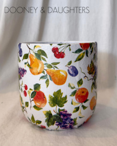 Decorated Plant Pots: Medium Pot - Autumn Fruits