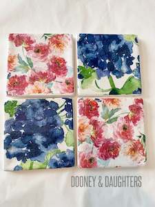 Decorated Coasters Plates Tiles Tumblers: Coasters - Summer Roses & Pelargonia