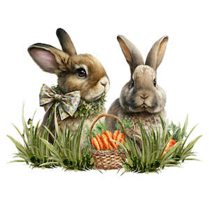 Easter Decoupage Papers Transfers: Easter Transfer - Bunnies 1 - AVAILABLE FOR PRE-ORDER
