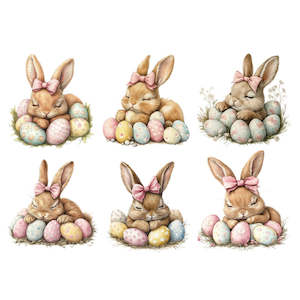 Easter Decoupage Papers Transfers: Easter Transfer - Sleeping Bunnies - AVAILABLE FOR PRE-ORDER