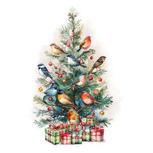 Christmas Transfer - Christmas Birds & Tree - AVAILABLE FOR PRE-ORDER