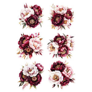 White Cloud Decor Transfers: Flowers Transfer - Maroon Peonies - AVAILABLE FOR PRE-ORDER