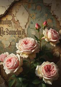 Mint Large Decoupage Papers: Gritty Roses Decoupage Paper