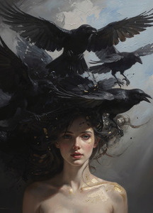 Mint Large Decoupage Papers: Ravens Decoupage Paper