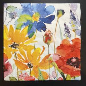 Napkins: Napkin - Flores Rojas y Amarillas