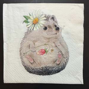 Napkins: Napkin - Wild Strawberry Hedgehog