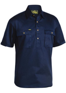 Shirt: BSC1433 Bisley Closed Front Cotton Drill Shirt - Short Sleeve