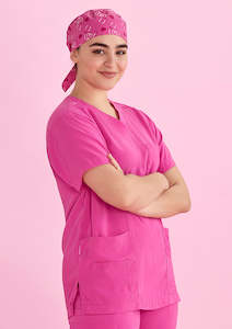 CSC246U BizCare Unisex Pink Printed Scrub Cap - Clearance