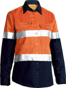 Bisley: BL6896 Bisley Womens 3M Taped Two Tone Hi Vis Cool Light Weight Shirt - Long Sleeve