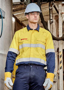 Syzmik 1: ZW180 Syzmik Mens Orange Flame Lightweight Ripstop Spliced Shirt - Hoop Taped