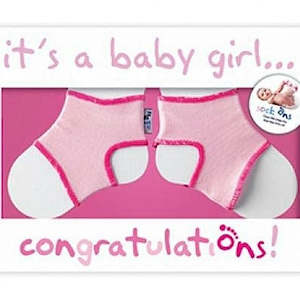 Slippers Socks: Sock Ons Congratulations Card (girl)