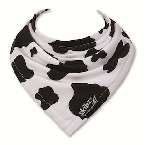 Clothing Bibs: Skibz Dribble Bandana Bib - Black & White Cow