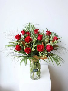 Stunning Roses in Vase Classic Anniversary Flowers