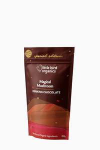 Little Bird Drinking Chocolate Magical Mushroom