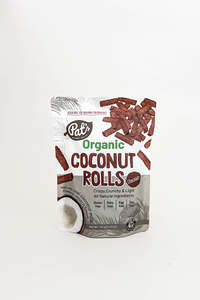 Pats Organic snacks Cocount Rolls Chocolate