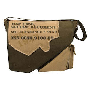 Luggage: Rothco Vintage Messenger Canvas Imprinted Map Bag - Olive