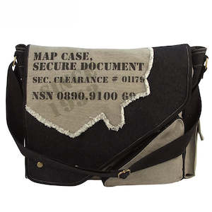 Rothco Vintage Messenger Canvas Imprinted Map Bag - Black