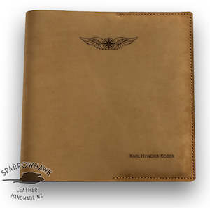 Sparrowhawk Pilot's Logbook Cover - Nubuck Leather - Laser Engraved
