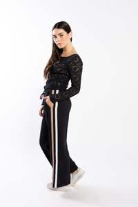 Frontpage: 4048 - Forde Pants - Black/Tan/Cream Stripe