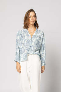 1169 - Bloom Blouse - Blue Damask
