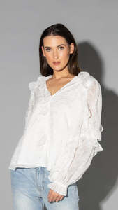 Tops Blouses Camis Tees: 1220 - Theo Blouse - White Embroidery LAST ONE SIZE 10