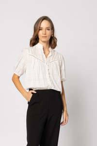 1279 - Dalila Top - White Check LAST ONE SIZE 12