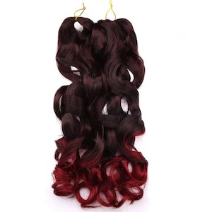 French Curls Wavy Crochet Braid #TBUG - Ombre: Black / Burgundy