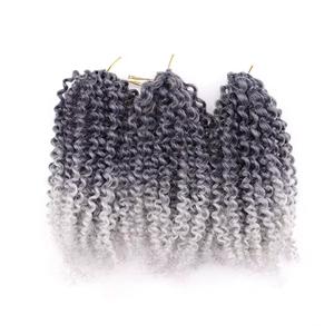 Kinky Curly Marley Bob Crochet Braids #1B/Grey - Ombre: Black / Grey