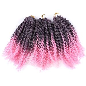 Kinky Curly Marley Bob Crochet Braids #1B/Pink - Ombre: Black / Pink