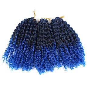 Kinky Curly Marley Bob Crochet Braids #1B/Blue - Ombre: Black / Blue