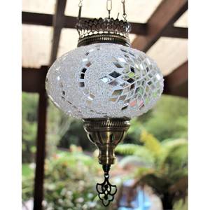 Products: White Mosaic Large Hanging Candle Lantern - Dream Furniture