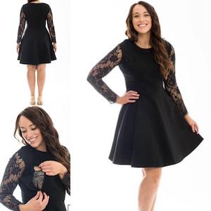 Products: Lace Sleeve Skater Nursing Dress
