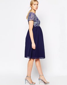 Products: Embellished Bodice & Sleeve Skater Dress