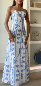Races Ready: PepperMayo Tayla Linen Maxi - Floral Wave
