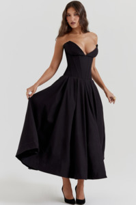 Races Ready: House of CB Lady Black Strapless Midi