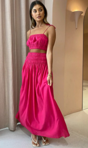 Two Piece Sets: STEELE Ginger Crop & Cruise Skirt - Fuchsia
