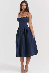 House of CB Samaria Sundress - French Navy