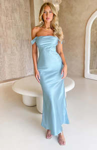 Ella Off The Shoulder Maxi - Sky Blue