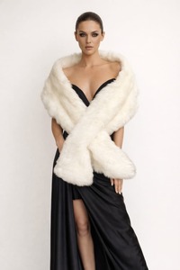 Angels Faux Fur Wrap in White