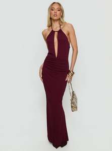 Princess Polly Lyssa Halter Plunge Maxi Dress